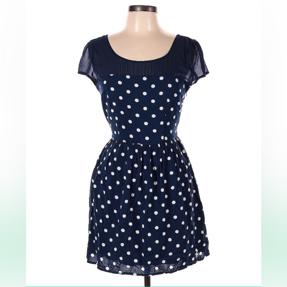 Abercrombie & Fitch Polka Dot Short Sleeve Open Back Dress Large